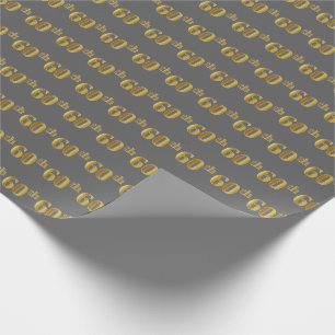 Grijs, Faux Gold 60ste (zestigste) Evenement Cadeaupapier