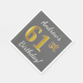 Grijs, Faux Gold 61ste verjaardag + aangepaste naa Servet (Hoek)