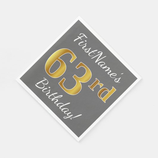 Grijs, Faux Gold 63ste verjaardag + aangepaste naa Servet (Hoek)