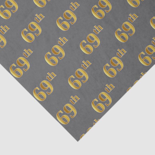 Grijs, Faux Gold 69ste (negenenzestig) Evenement Tissuepapier (Detail)