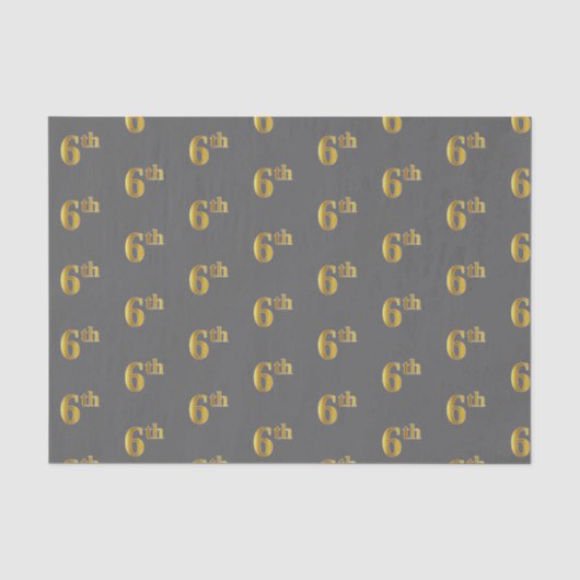 Grijs, Faux Gold 6th (Zesde) Event Tissue Paper Tissuepapier (Voorkant)