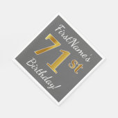 Grijs, Faux Gold 71e verjaardag + Aangepaste naam Servetten (Hoek)