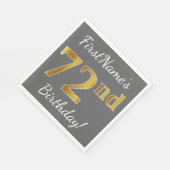 Grijs, Faux Gold 72e verjaardag + Aangepaste naam Servetten (Hoek)
