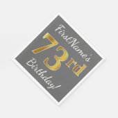 Grijs, Faux Gold 73e verjaardag + Aangepaste naam Servet (Hoek)