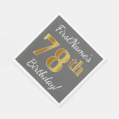 Grijs, Faux Gold 78e verjaardag + Aangepaste naam Servetten (Hoek)