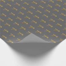 Grijs, Faux Gold 7th (7e) Event Wrapping Paper