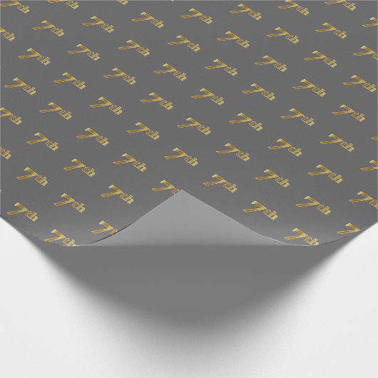 Grijs, Faux Gold 7th (7e) Event Wrapping Paper Cadeaupapier (Hoek)