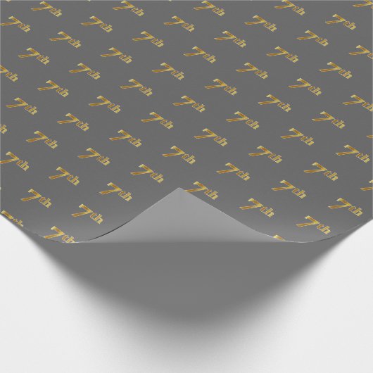 Grijs, Faux Gold 7th (7e) Event Wrapping Paper Cadeaupapier (Hoek)