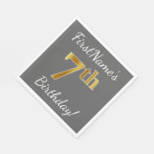 Grijs, Faux Gold 7th Birthday + Eigen naam Servetten (Hoek)
