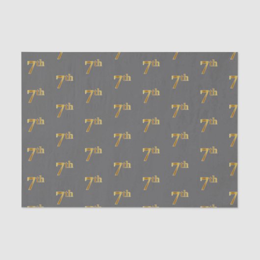 Grijs, Faux Gold 7th (zevende) Event Tissue Paper Tissuepapier (Voorkant)