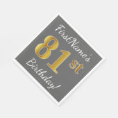 Grijs, Faux Gold 81st verjaardag + Aangepaste naam Servet (Hoek)