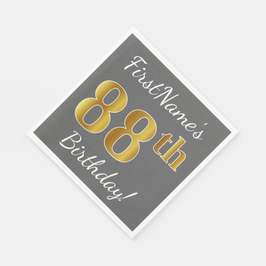 Grijs, Faux Gold 88ste verjaardag + aangepaste naa Servetten (Hoek)
