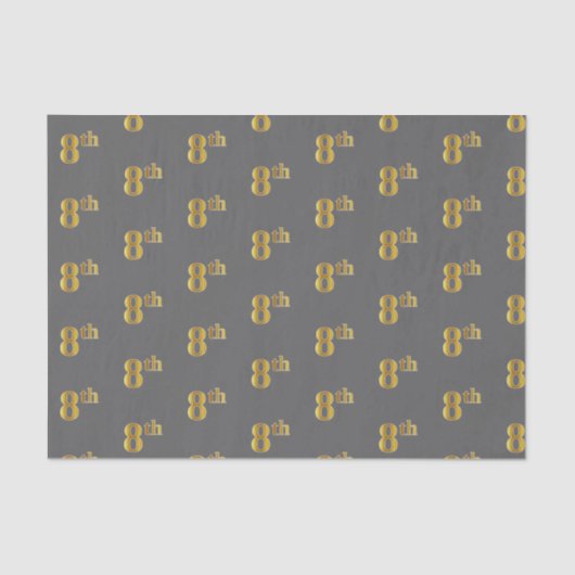 Grijs, Faux Gold 8e (Achtste) Event Tissue Paper Tissuepapier (Voorkant)
