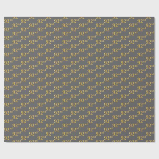 Grijs, Faux Gold 92nd (negenennegentig) evenement Cadeaupapier (Vlak)