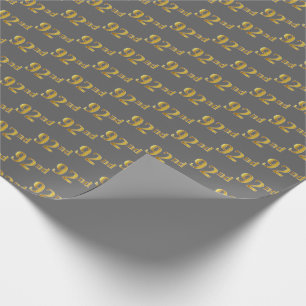 Grijs, Faux Gold 92nd (negenennegentig) evenement Cadeaupapier