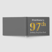 Grijs, Faux Gold 97th Birthday Party + Aangepaste  Gastenboek (Volledig)