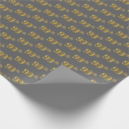 Grijs, Faux Gold 99th (negenennegentig) evenement Cadeaupapier