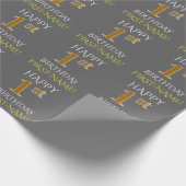Grijs Faux Gold "HAPPY 1st BIRTHDAY" Cadeaupapier (Hoek)
