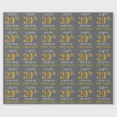 Grijs, Faux Gold "HAPPY 20th BIRTHDAY" Cadeaupapier (Vlak)