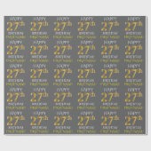 Grijs Faux Gold "HAPPY 27th BIRTHDAY" Cadeaupapier (Vlak)