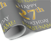 Grijs Faux Gold "HAPPY 27th BIRTHDAY" Cadeaupapier (Rol Hoek)