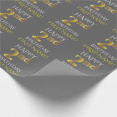 Grijs, Faux Gold "HAPPY 2nd BIRTHDAY" Cadeaupapier (Hoek)