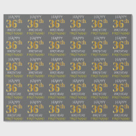 Grijs, Faux Gold "HAPPY 36th BIRTHDAY" Cadeaupapier