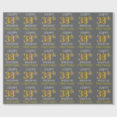 Grijs Faux Gold "HAPPY 38th BIRTHDAY" Cadeaupapier (Vlak)