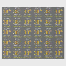 Grijs Faux Gold "HAPPY 38th BIRTHDAY" Cadeaupapier