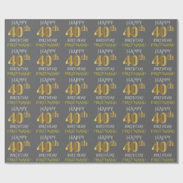 Grijs, Faux Gold "HAPPY 40th BIRTHDAY" Cadeaupapier
