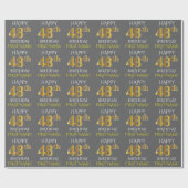 Grijs Faux Gold "HAPPY 48th BIRTHDAY" Cadeaupapier (Vlak)