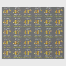 Grijs Faux Gold "HAPPY 48th BIRTHDAY" Cadeaupapier