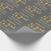 Grijs Faux Gold "HAPPY 52nd BIRTHDAY" Cadeaupapier (Hoek)