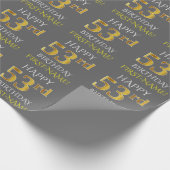 Grijs Faux Gold "HAPPY 53rd BIRTHDAY" Cadeaupapier (Hoek)