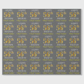 Grijs Faux Gold "HAPPY 56th BIRTHDAY" Cadeaupapier (Vlak)