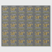 Grijs, Faux Gold "HAPPY 58th BIRTHDAY" Cadeaupapier (Vlak)