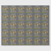 Grijs Faux Gold "HAPPY 59th BIRTHDAY" Cadeaupapier (Vlak)