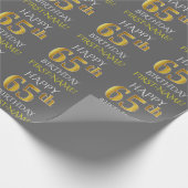 Grijs Faux Gold "HAPPY 65th BIRTHDAY" Cadeaupapier (Hoek)