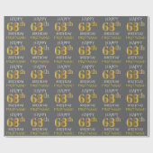 Grijs Faux Gold "HAPPY 68th BIRTHDAY" Cadeaupapier (Vlak)