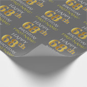 Grijs Faux Gold "HAPPY 68th BIRTHDAY" Cadeaupapier (Hoek)