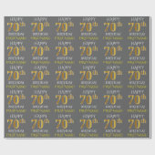Grijs, Faux Gold "HAPPY 70th BIRTHDAY" Cadeaupapier (Vlak)