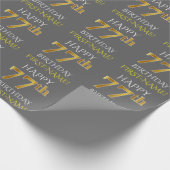 Grijs, Faux Gold "HAPPY 77th BIRTHDAY" Cadeaupapier (Hoek)