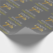Grijs, Faux Gold "HAPPY 7th BIRTHDAY" Cadeaupapier (Hoek)