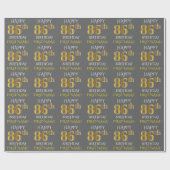 Grijs, Faux Gold "HAPPY 86th BIRTHDAY" Cadeaupapier (Vlak)