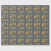 Grijs, Faux Gold "HAPPY 89th BIRTHDAY" Cadeaupapier (Vlak)
