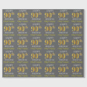 Grijs, Faux Gold "HAPPY 90th BIRTHDAY" Cadeaupapier (Vlak)