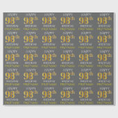 Grijs, Faux Gold "HAPPY 98th BIRTHDAY" Cadeaupapier (Vlak)