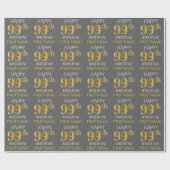 Grijs, Faux Gold "HAPPY 99th BIRTHDAY" Cadeaupapier (Vlak)