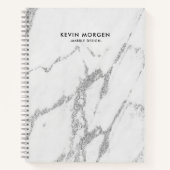 Grijs faux grijs marmer met zilveren accent notitieboek (Voorkant)