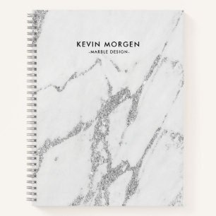 Grijs faux grijs marmer met zilveren accent notitieboek